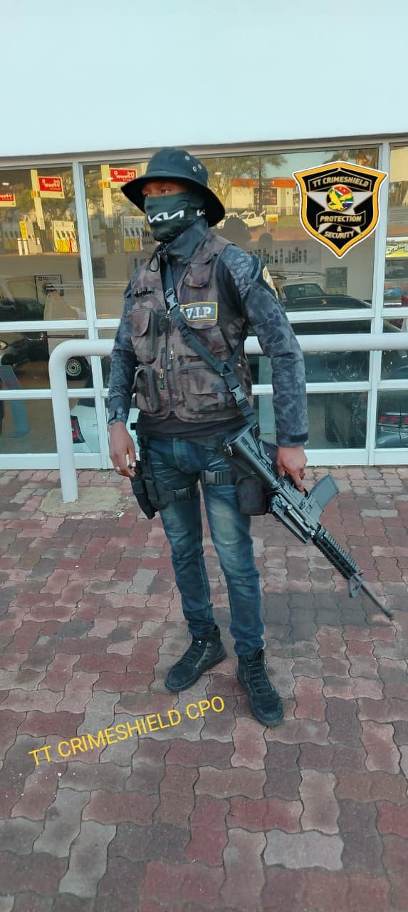 Tactical officer in full kit on retail guarding duty