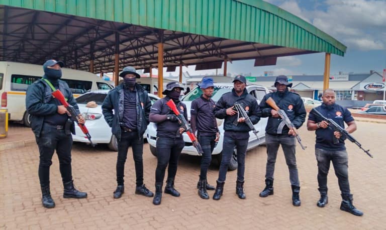 Armed team deployed at a transport hub